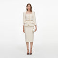 Cream Boucle Tailored Chain Midi Dress