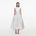 White Taffeta Bubble Hem Midi Dress