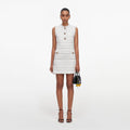 White Boucle Sleeveless Mini Dress