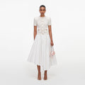 Cream Fringe Knit Cotton Midi Dress