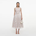 White Lace Flared Midi Dress