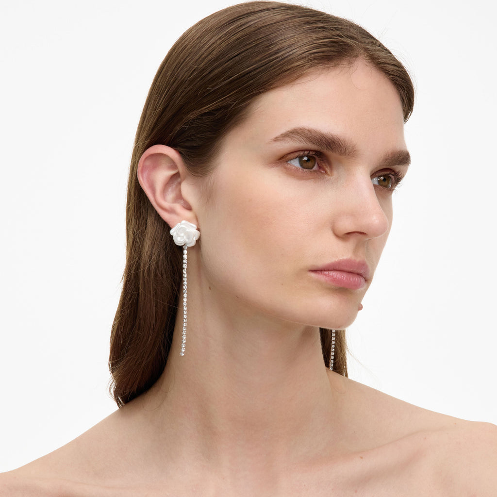 Pearl Flower Crystal Droplet Earring