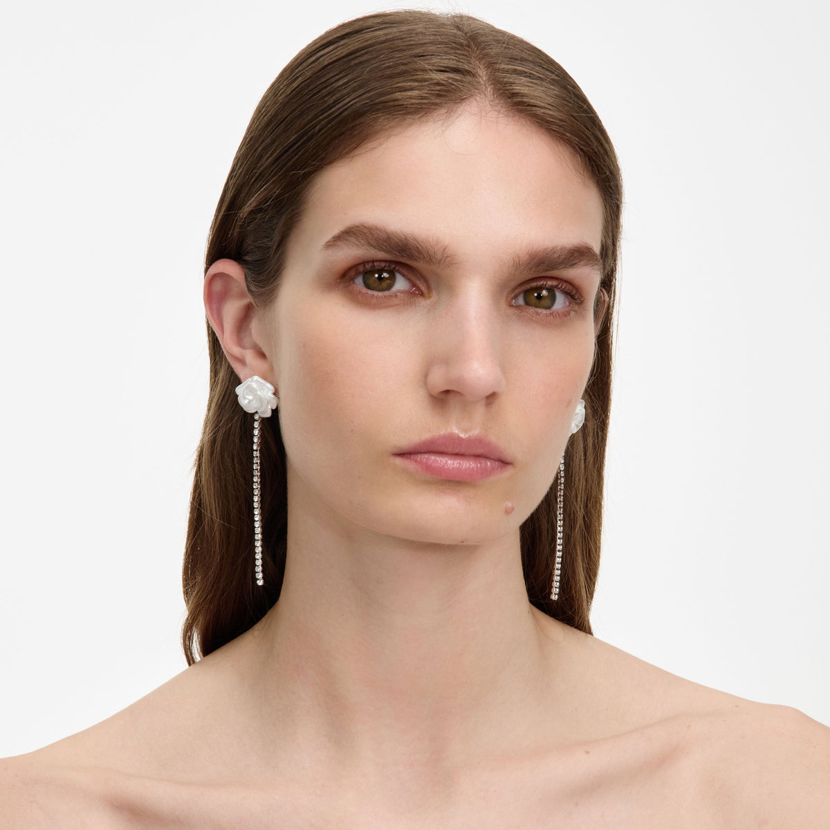 Pearl Flower Crystal Droplet Earring