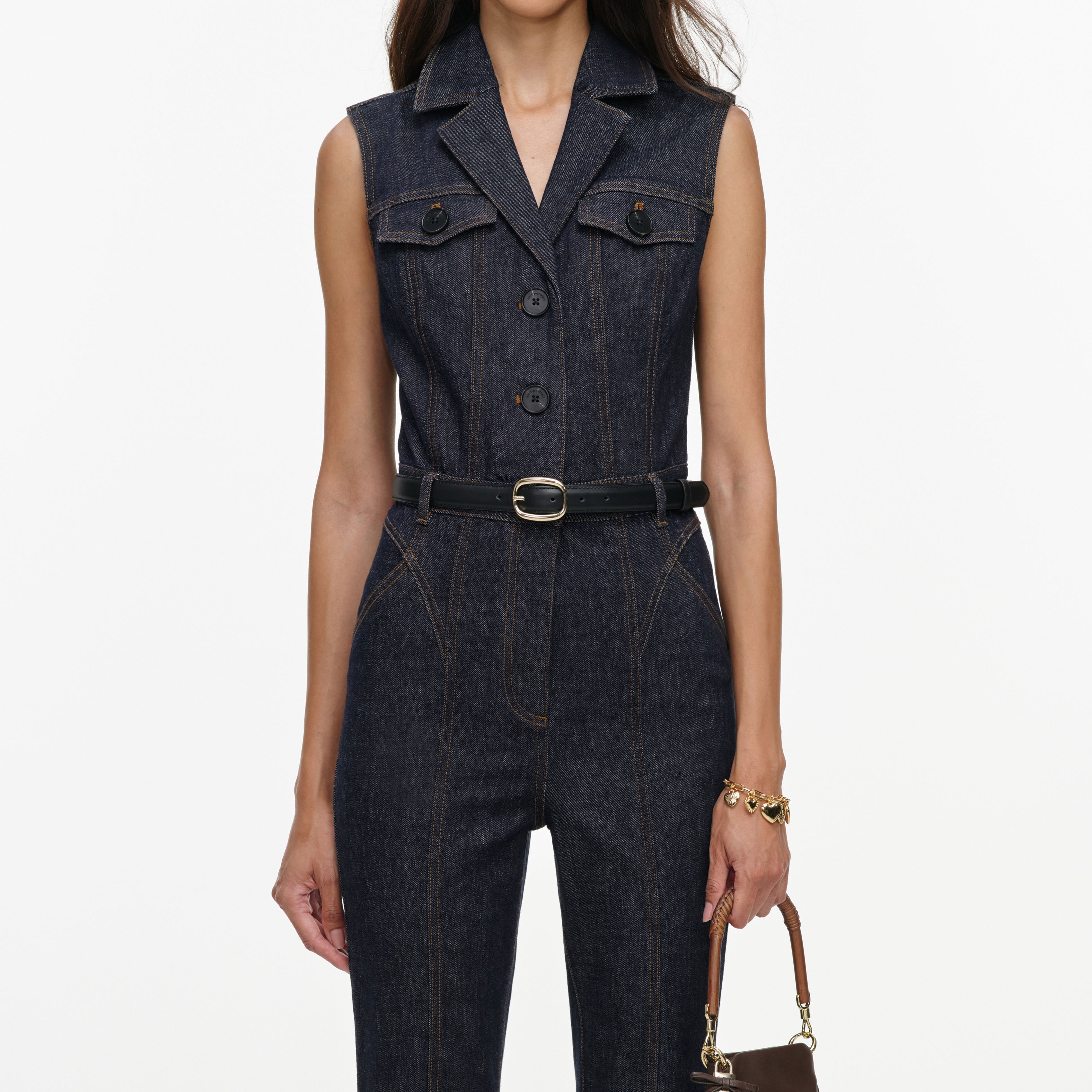 Indigo Belted Denim Jumpsuit