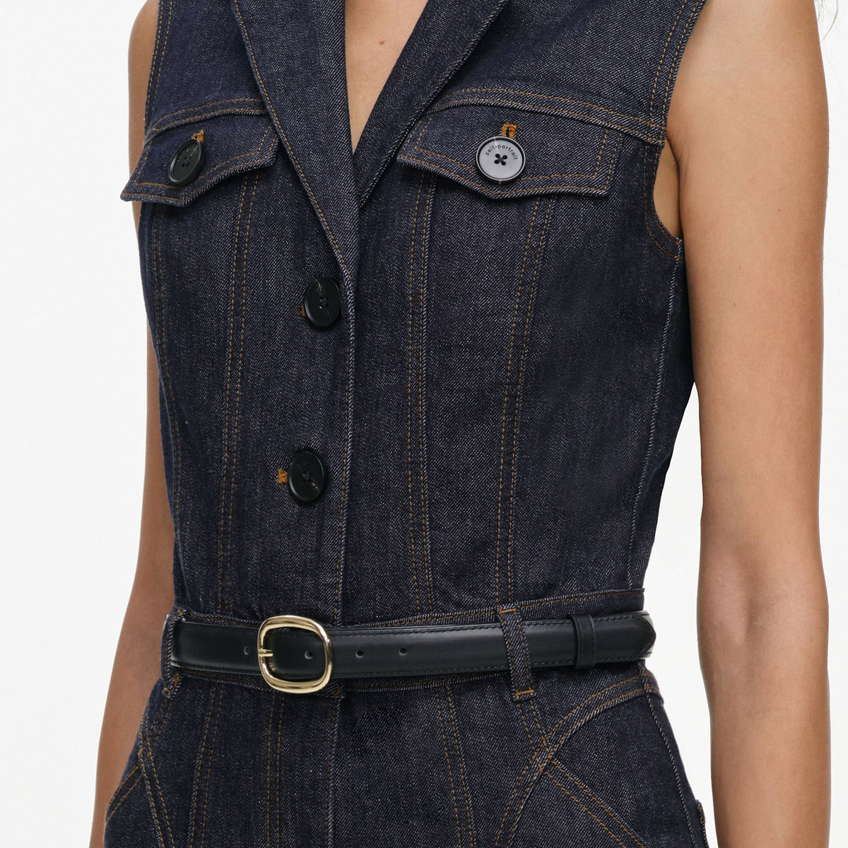Indigo Belted Denim Jumpsuit