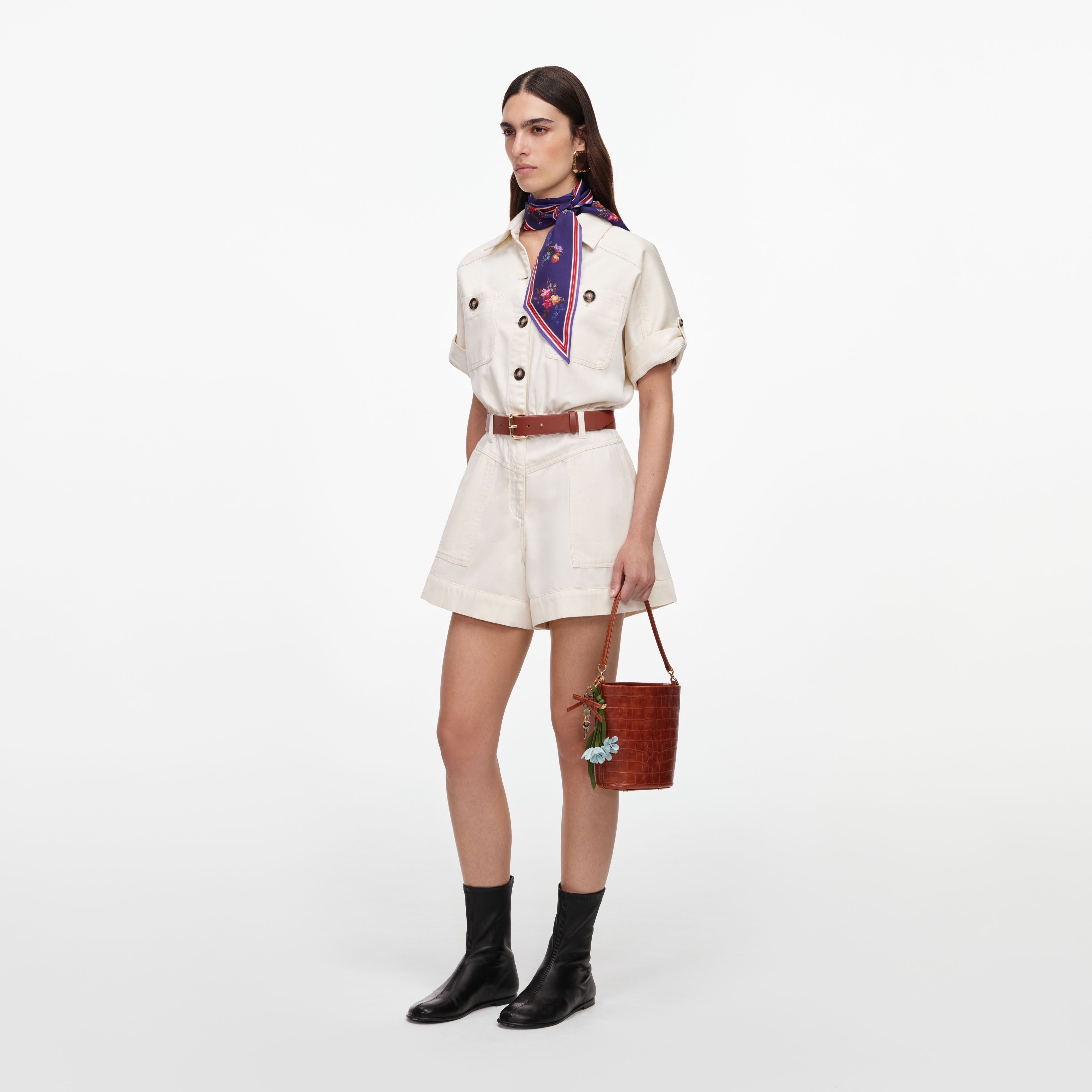 Cream Denim Playsuit