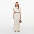 Cream Denim Jumpsuit