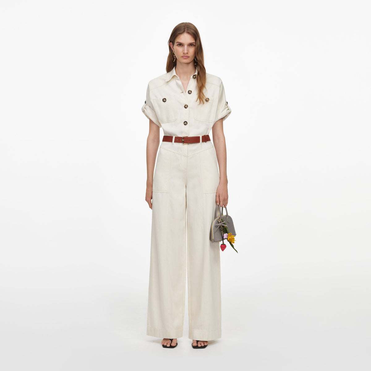 Cream Denim Jumpsuit