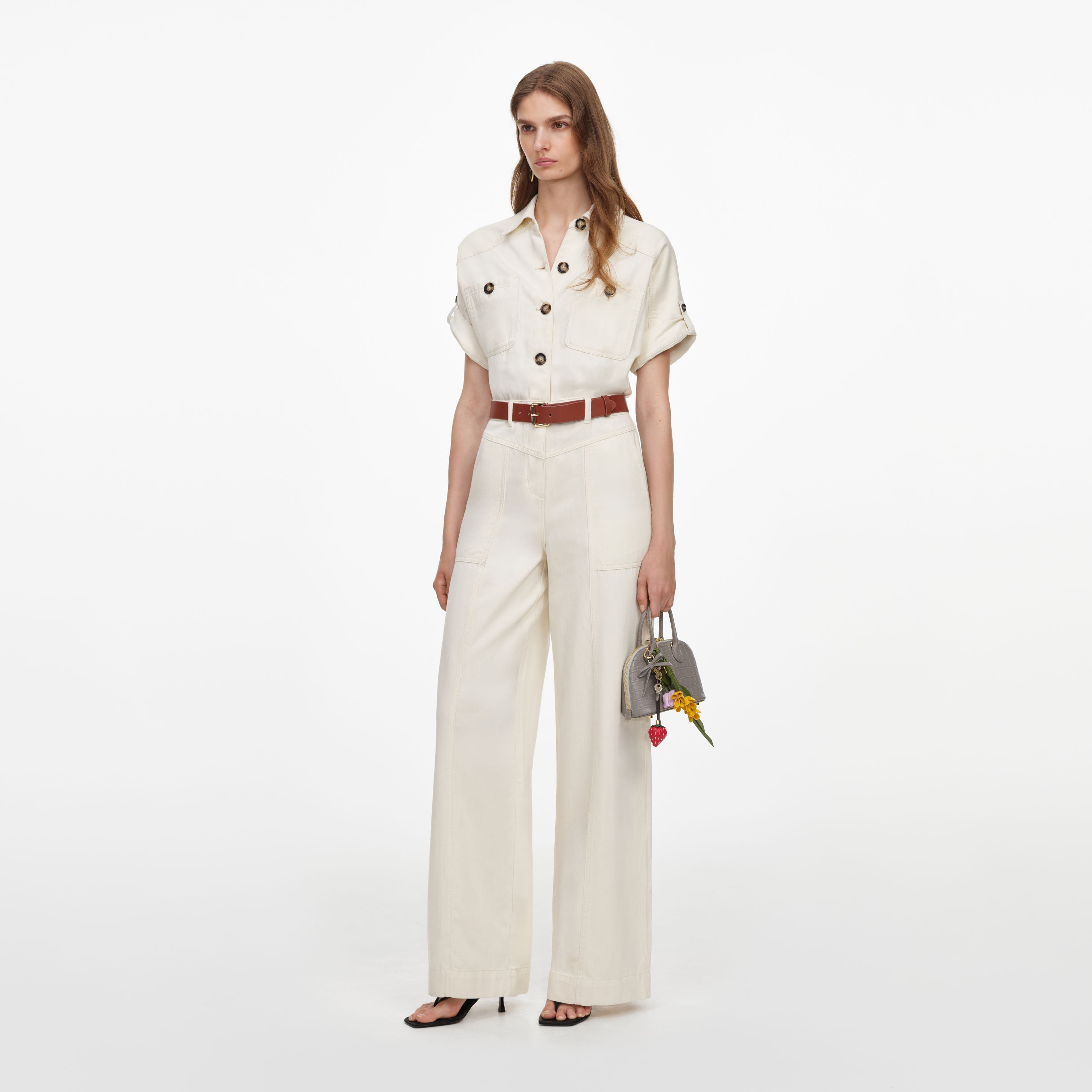 Cream Denim Jumpsuit