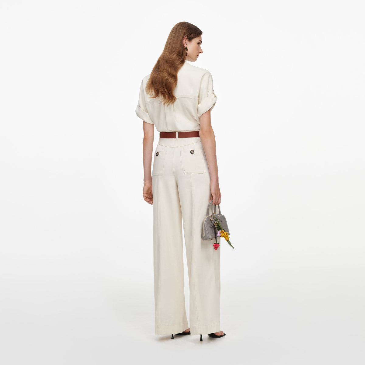 Cream Denim Jumpsuit