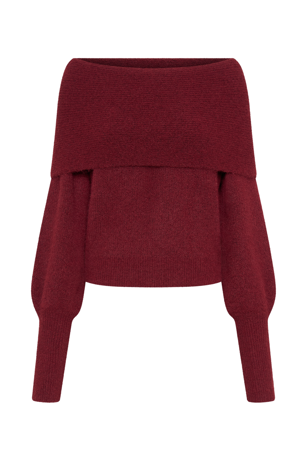 Charlotte Off Shoulder Knit Long Sleeve Top - Merlot