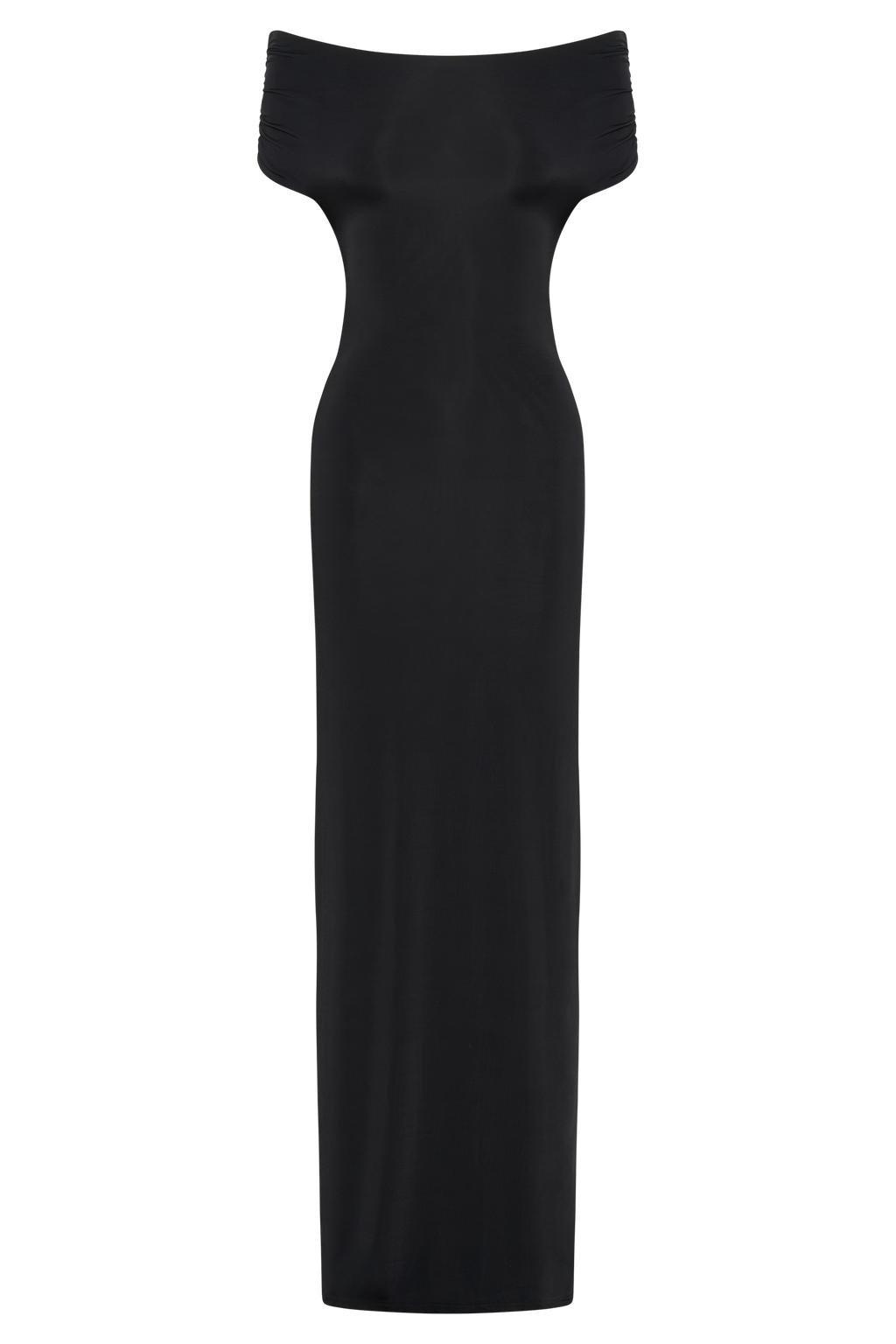 Imogen Off Shoulder Slinky Maxi Dress - Black