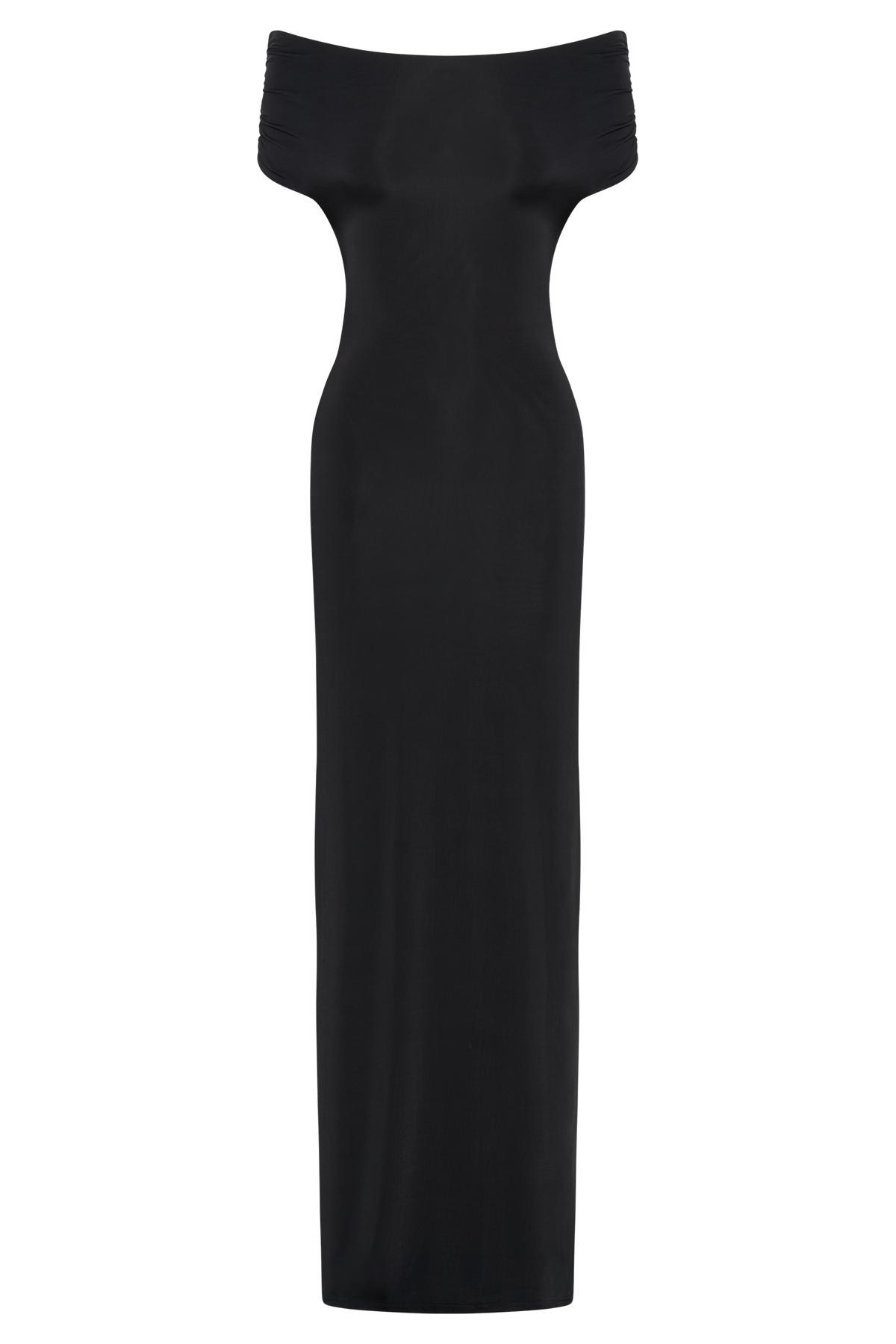 Imogen Off Shoulder Slinky Maxi Dress - Black