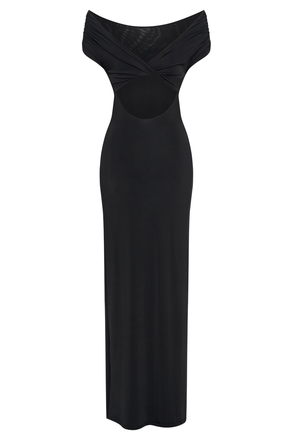 Imogen Off Shoulder Slinky Maxi Dress - Black