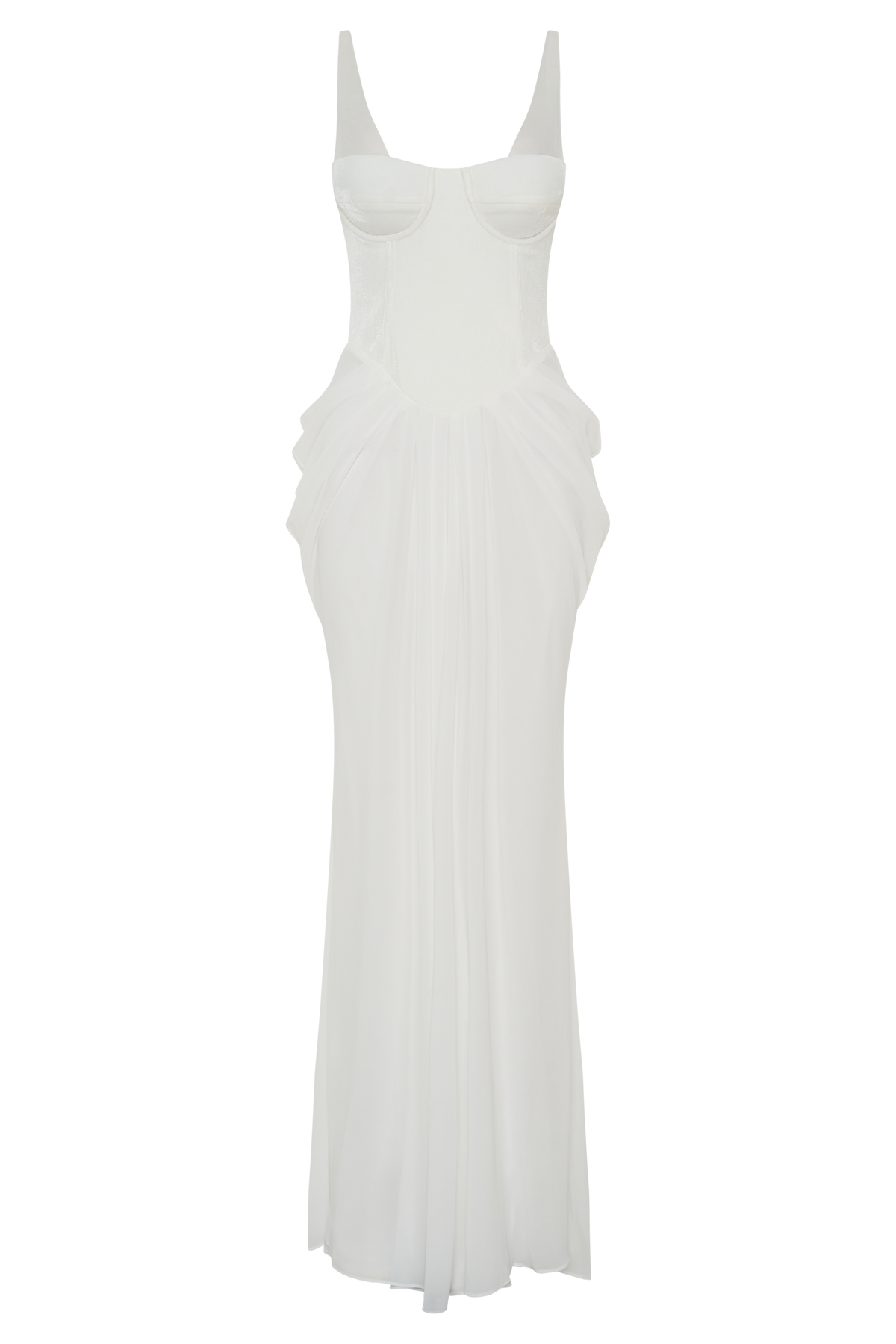 Roxanne Velvet Corset Maxi Dress - White