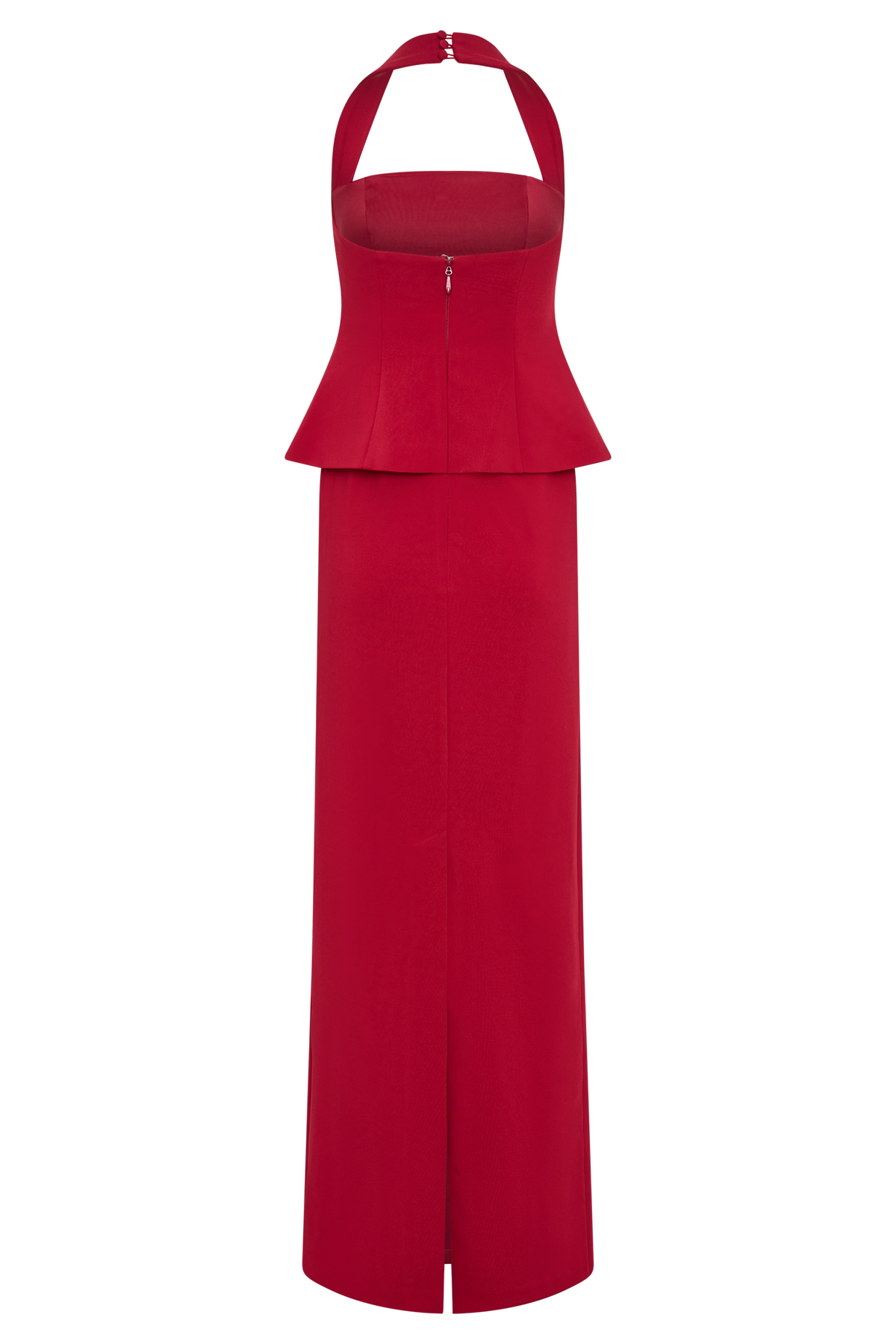 Bertie Peplum Halter Maxi Dress - Ruby