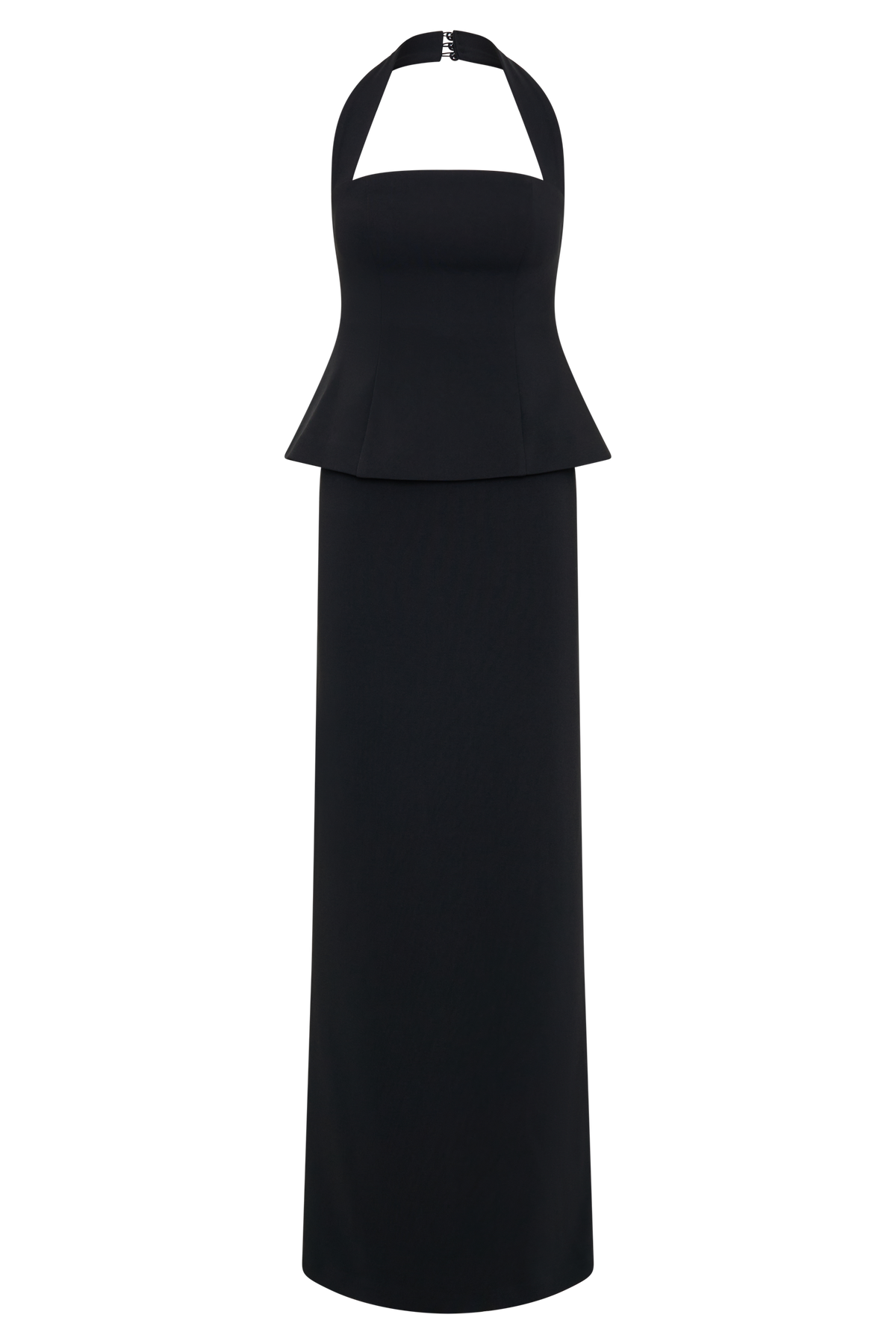 Bertie Peplum Halter Maxi Dress - Black