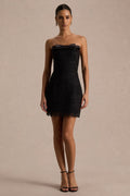 Kerry | Black Lace Bandeau Mini Dress With Bow-Detail