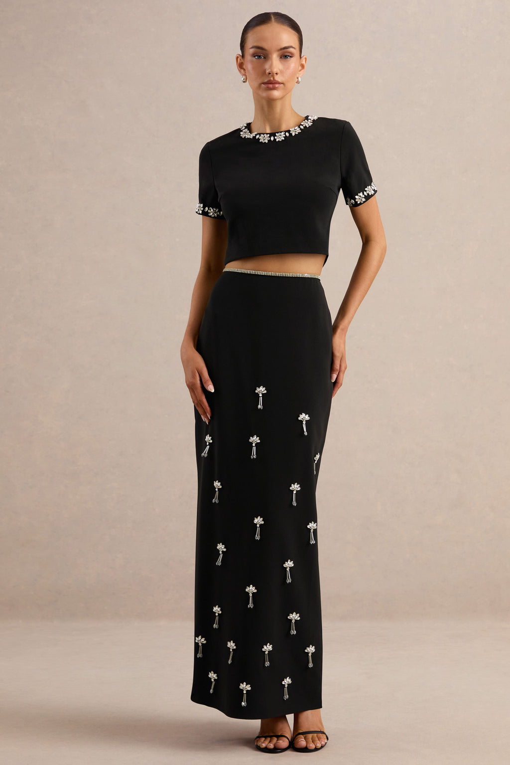 Salma | Black Hand-Embellished Top