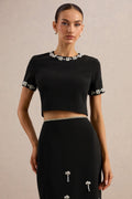 Salma | Black Hand-Embellished Top