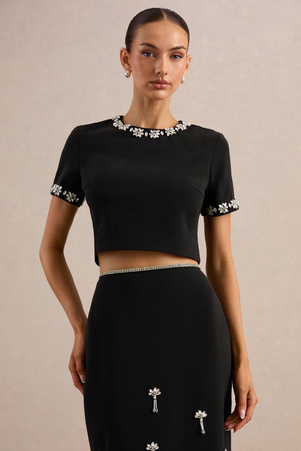 Salma | Black Hand-Embellished Top