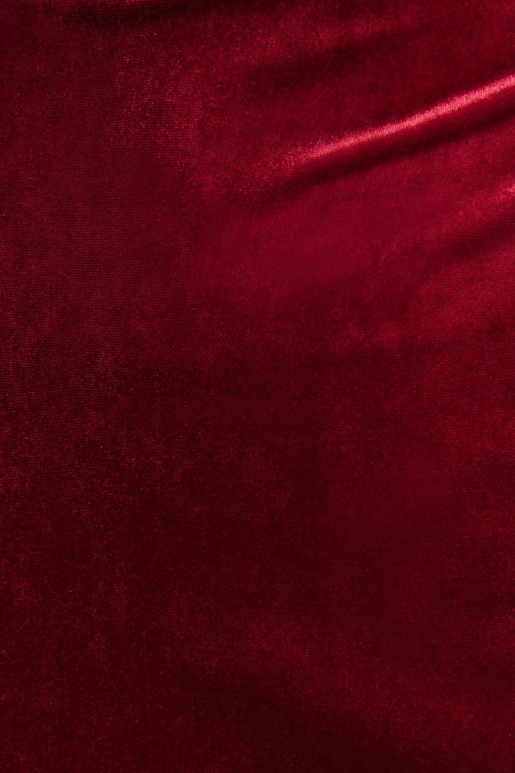 Nivina | Red Velvet High-Neck Midi Dress With Cap-Sleeves