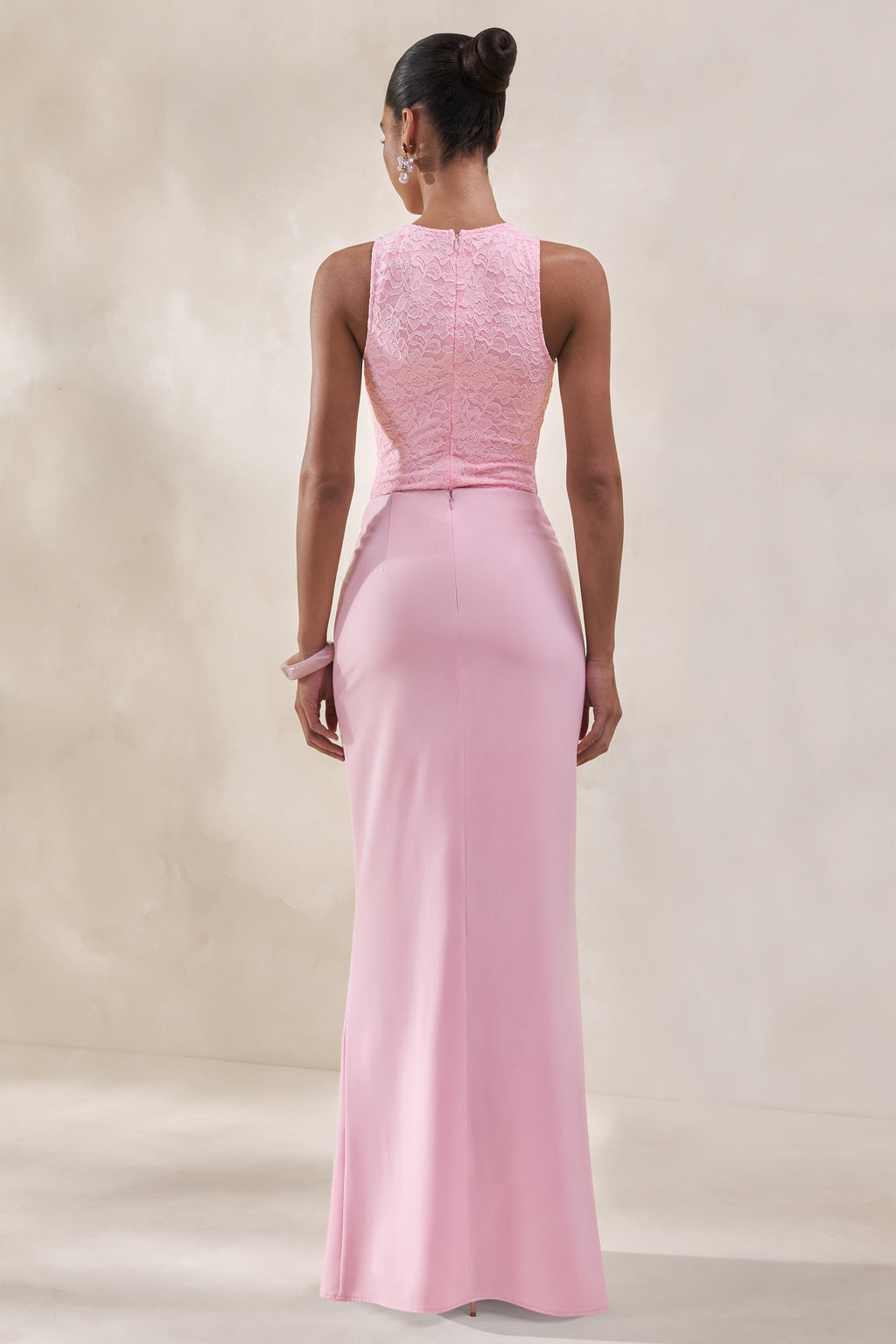 Setaria | Pink Satin Maxi-Skirt With Gathered-Detailing And Sash