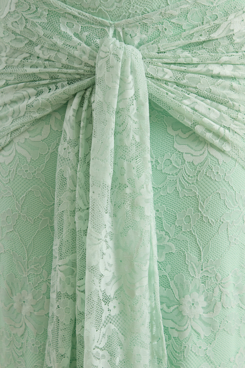 Neriva | Mint Lace Maxi Skirt With Gathered Detailing And Sash