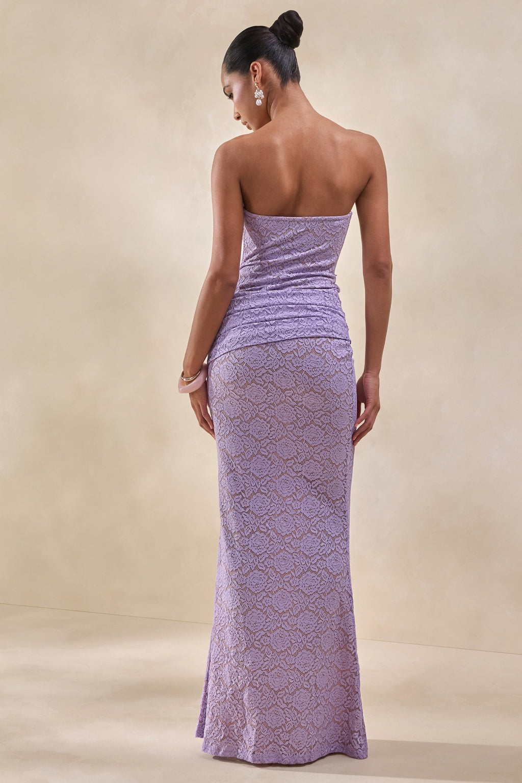 Viara | Lilac Lace Maxi Skirt With Draped-Detailing