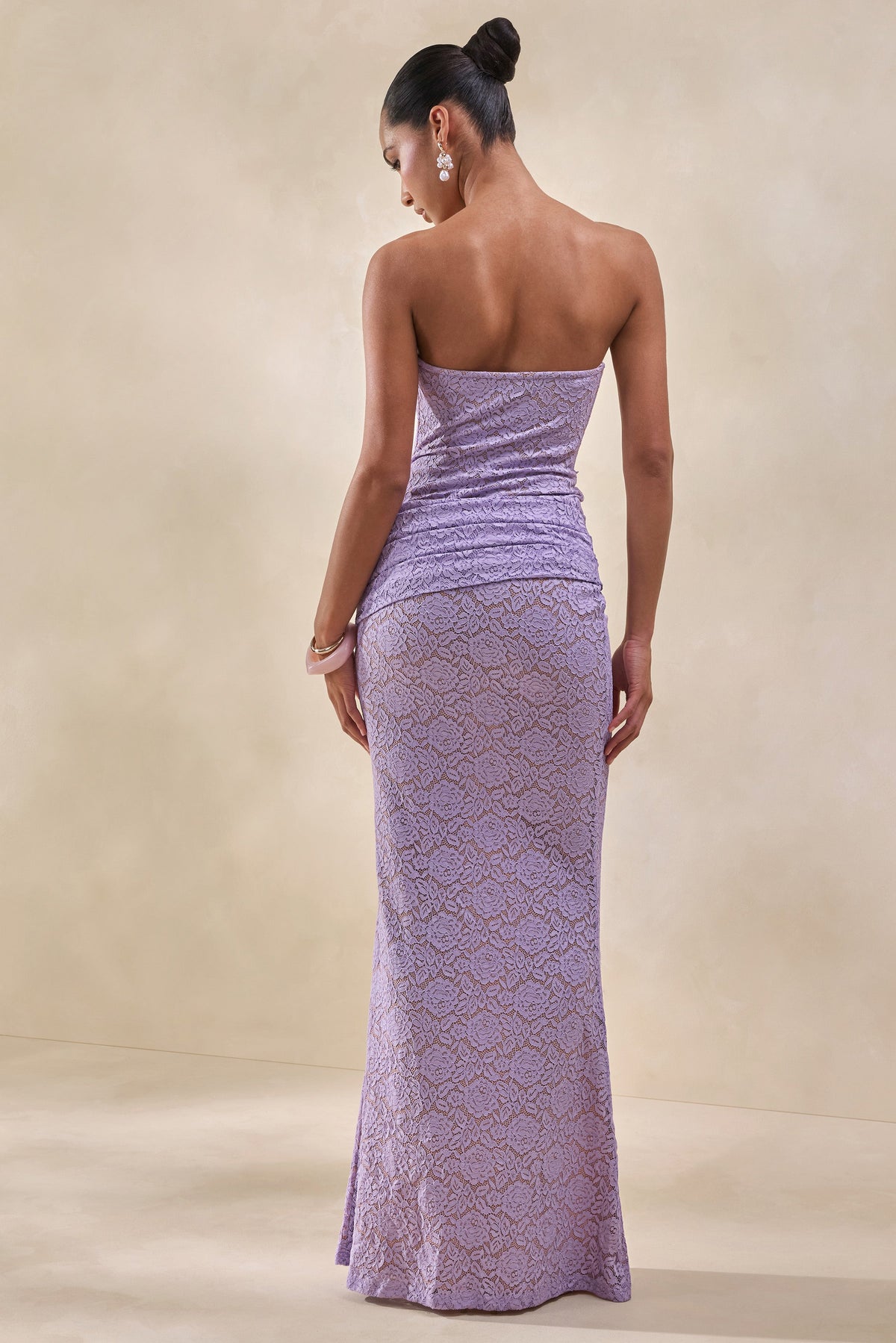 Viara | Lilac Lace Maxi Skirt With Draped-Detailing