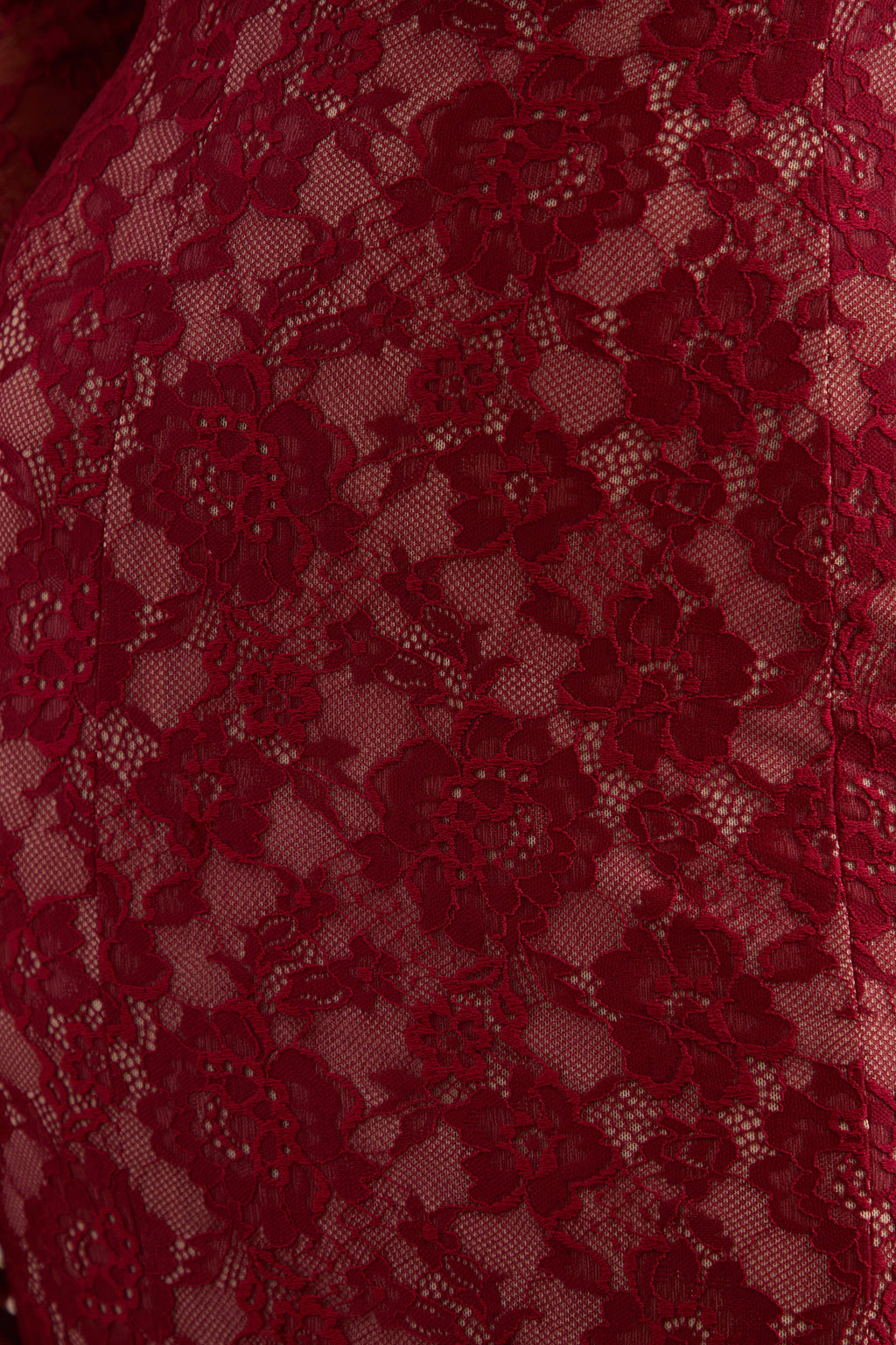 Mirellia | Dark Red Lace Sweetheart-Neck Maxi Dress