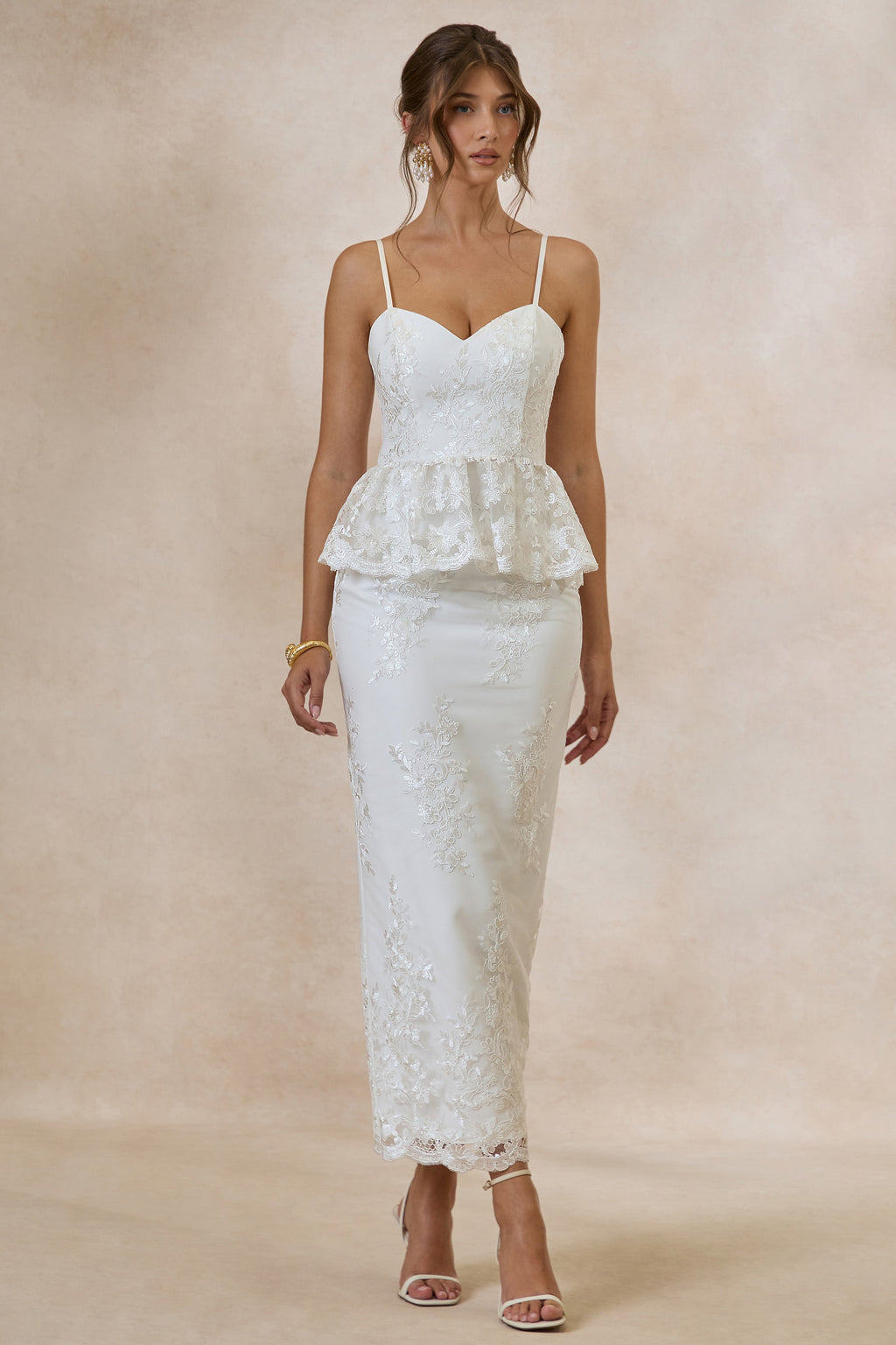 Revia | White Lace Maxi Skirt