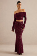 Vesalia | Burgundy Lace Maxi Skirt