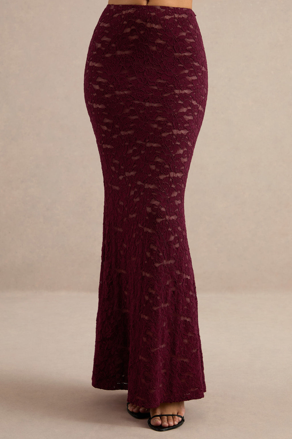 Vesalia | Burgundy Lace Maxi Skirt