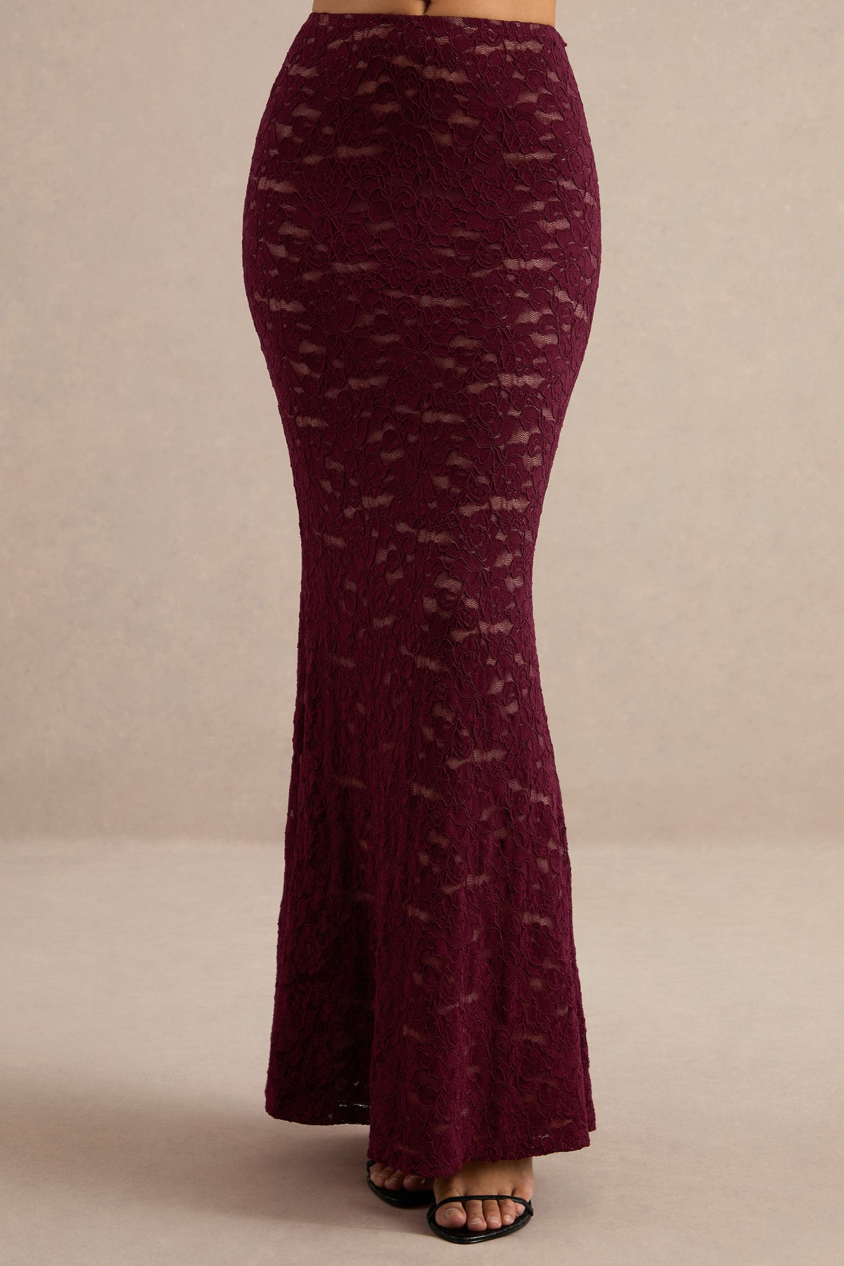 Vesalia | Burgundy Lace Maxi Skirt