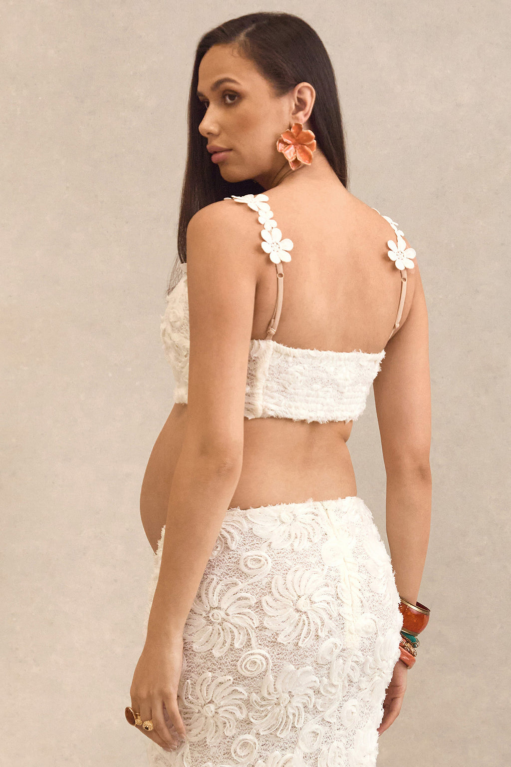 Arlina | White Lace Scoop-Neck Crop-Top