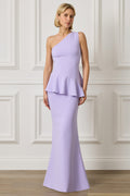 ERICA One Shoulder Maxi Dress With Statement Ruffle In Lilac