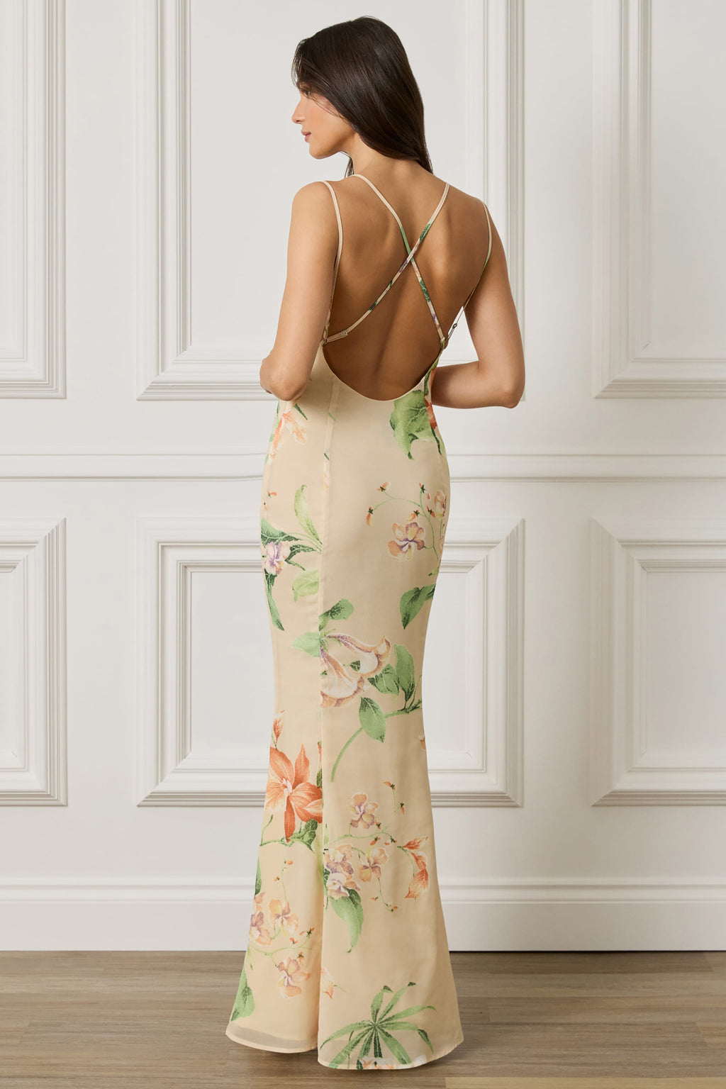 AMALIE Cowl Neck Maxi Dress in Oversized Floral Print
