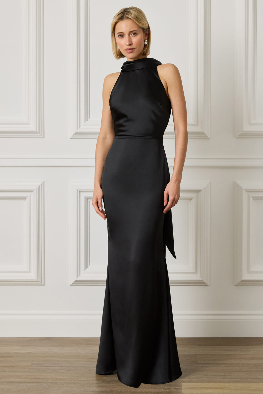 LIORA Scarf Detail Maxi Dress In Black
