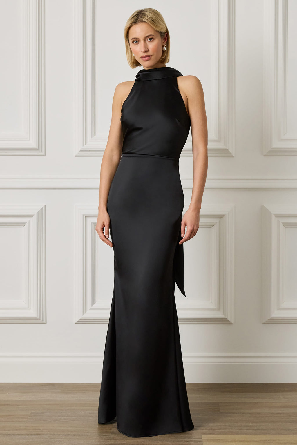 LIORA Scarf Detail Maxi Dress In Black
