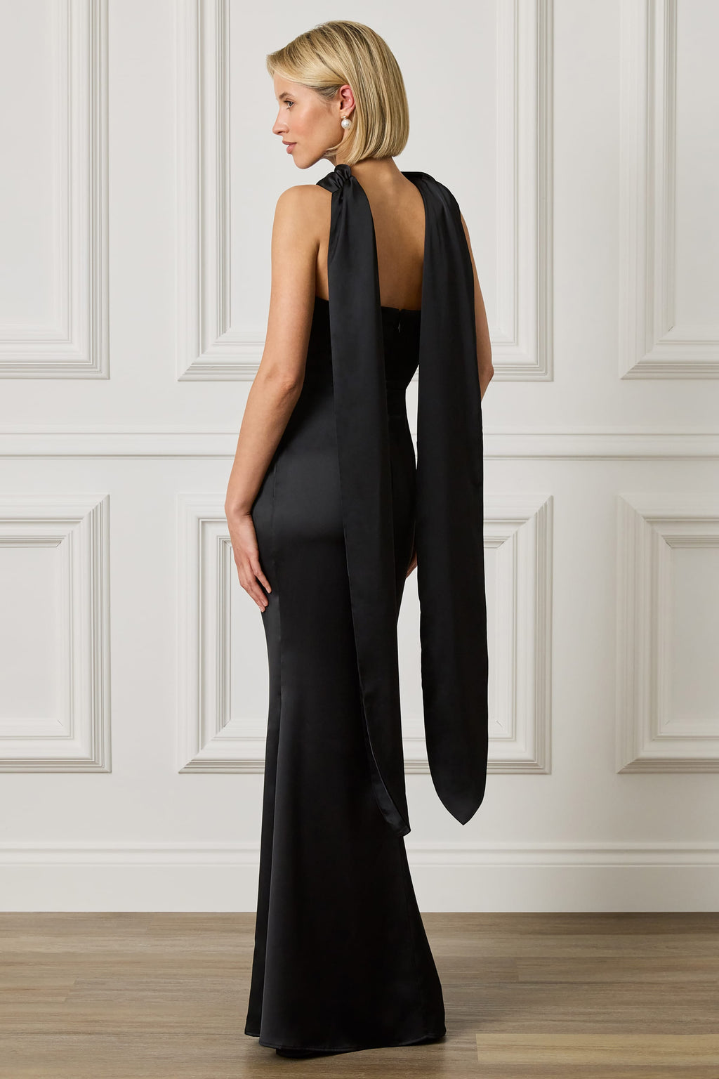 LIORA Scarf Detail Maxi Dress In Black