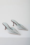 Maddi Pointed Heel - Pale Blue & Burgundy