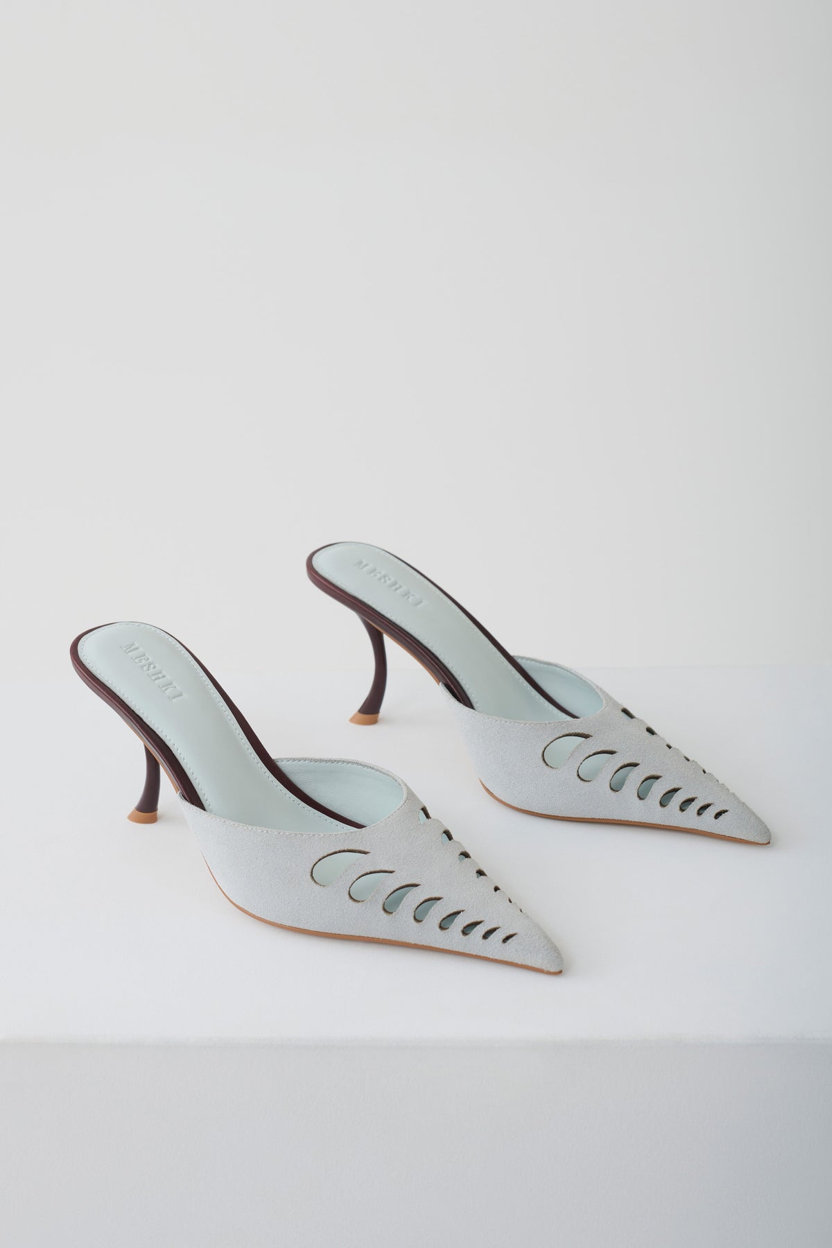 Maddi Pointed Heel - Pale Blue & Burgundy