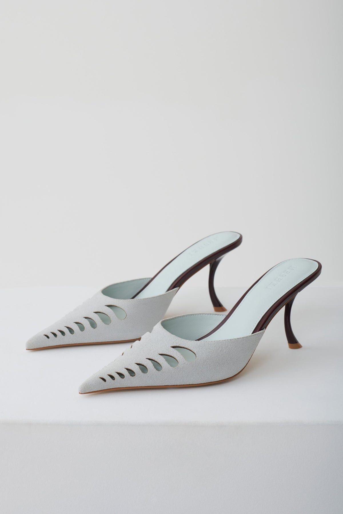 Maddi Pointed Heel - Pale Blue & Burgundy