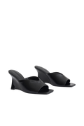 Jody Square Toe Wedge - Black Crinkle Pu