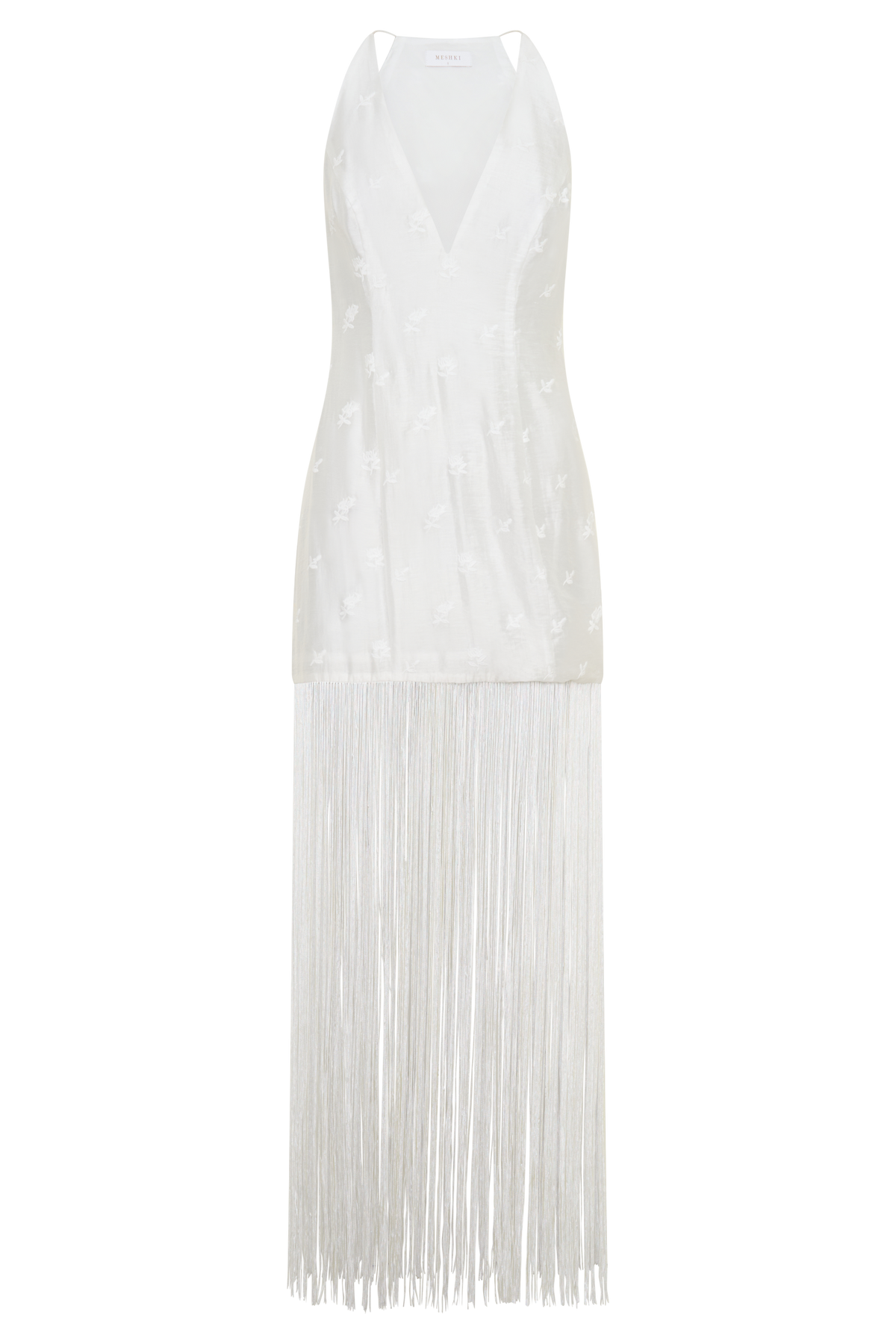 Abigail V Neck Fringe Maxi Dress - White