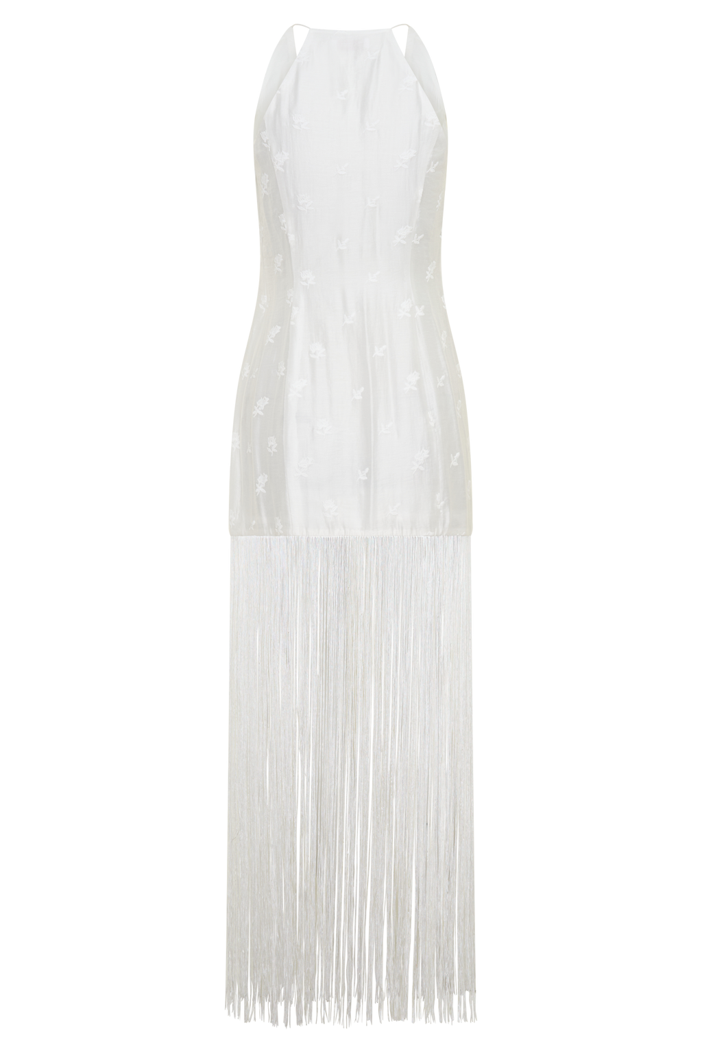 Abigail V Neck Fringe Maxi Dress - White