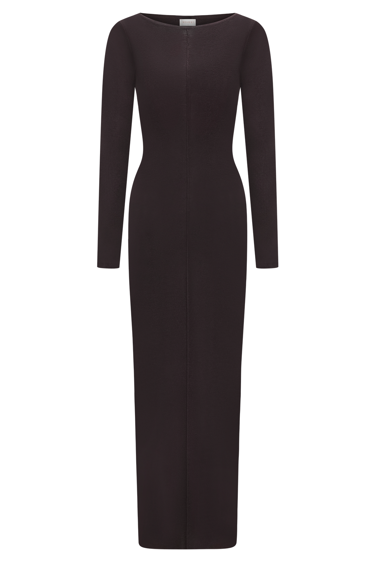 Cleona Merino Wool Ribbed Long Sleeve Maxi Dress - Deep Chocolate