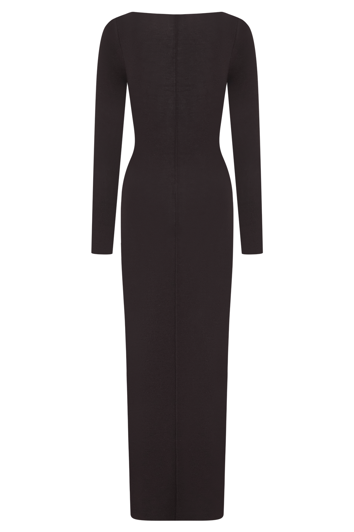 Cleona Merino Wool Ribbed Long Sleeve Maxi Dress - Deep Chocolate