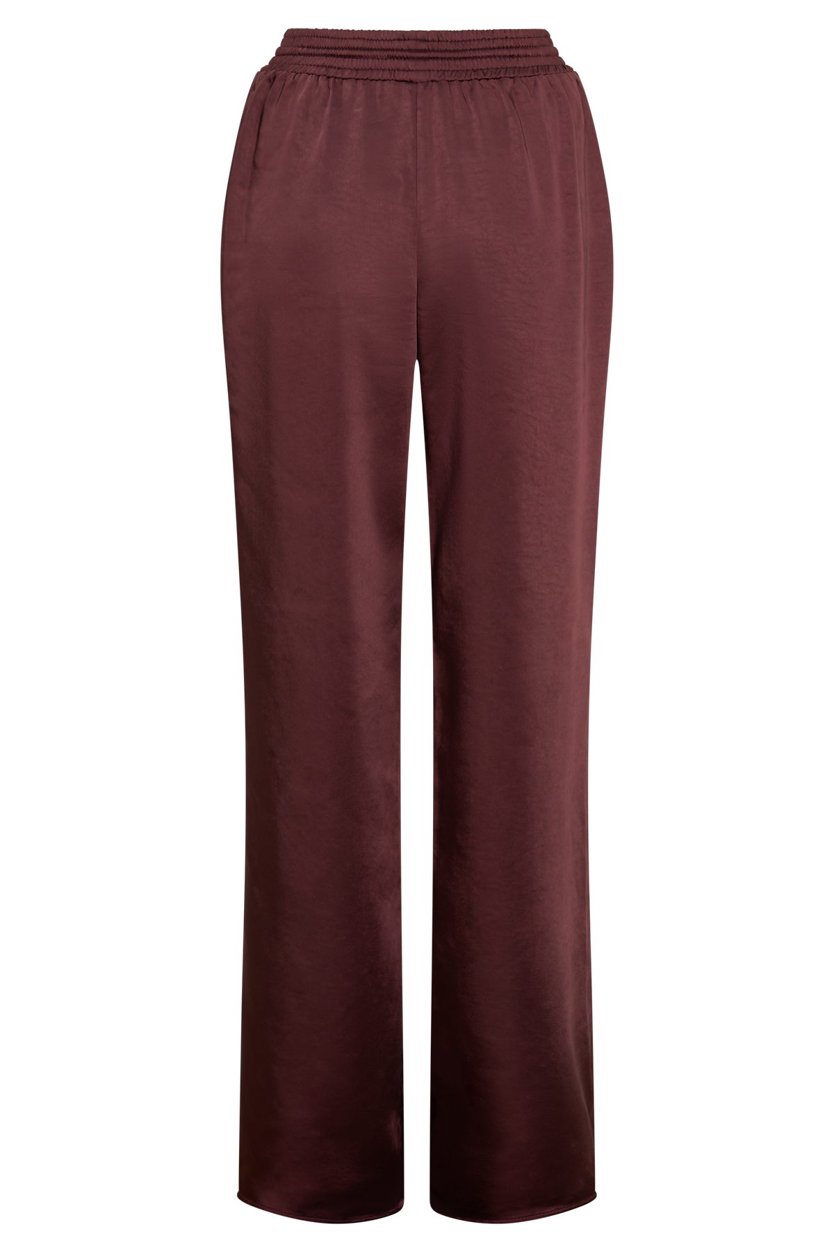 Danica Straight Leg Satin Pants - Mahogany